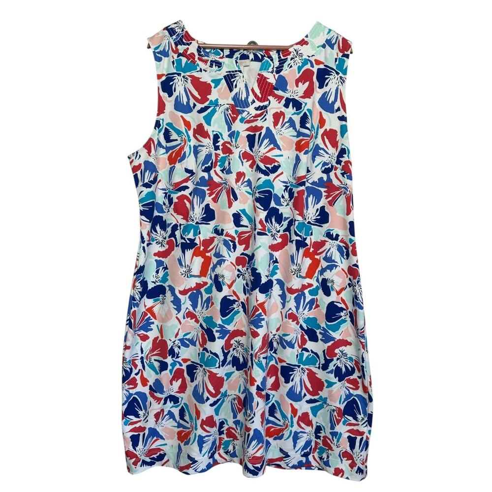 Talbots Women’s Preppy Colorful Floral Print Shift Tank Mini Summer Dress 3X